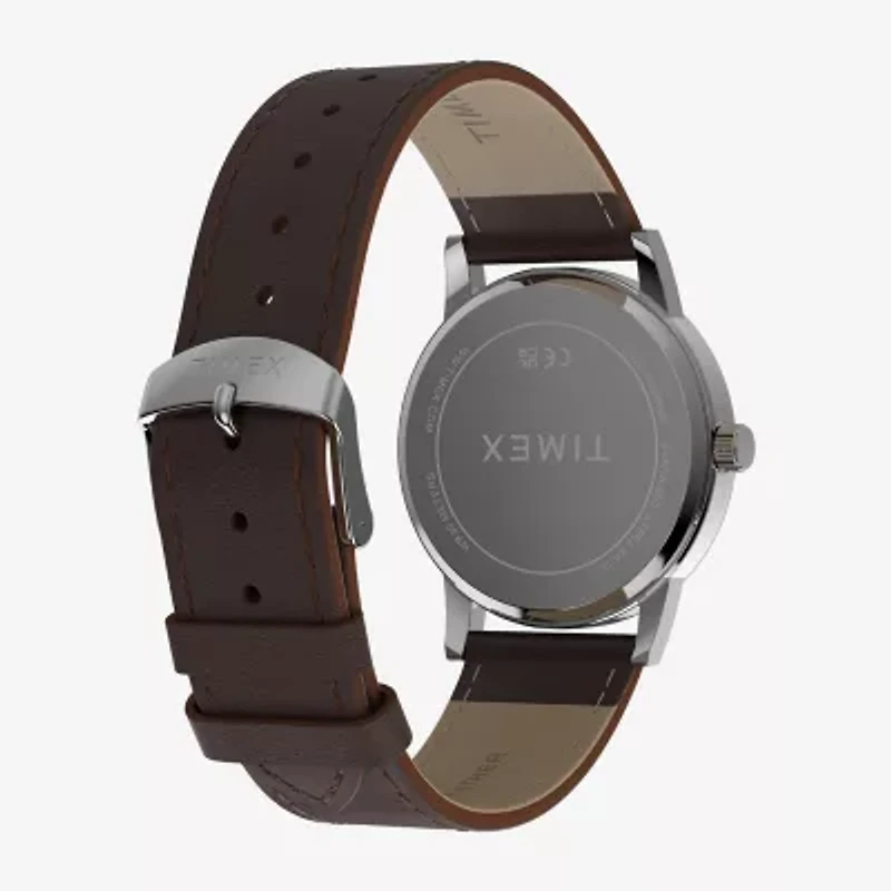 Timex Mens Brown Leather Strap Watch Tw2y67500jt