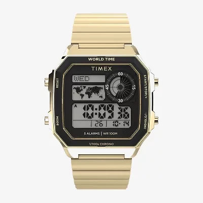 Timex Mens Digital Gold Tone Stainless Steel Bracelet Watch Tw5m69000jt