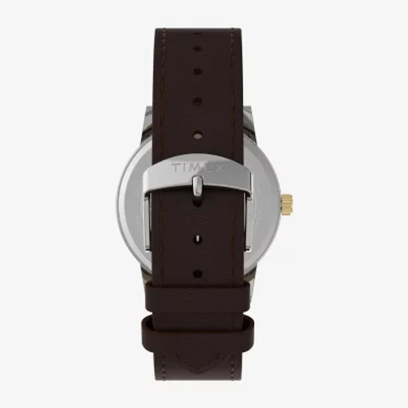 Timex Mens Brown Leather Strap Watch Tw2y67600jt
