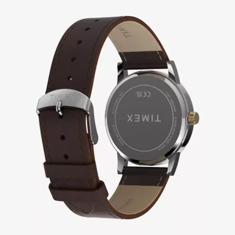 Timex Mens Brown Leather Strap Watch Tw2y67600jt