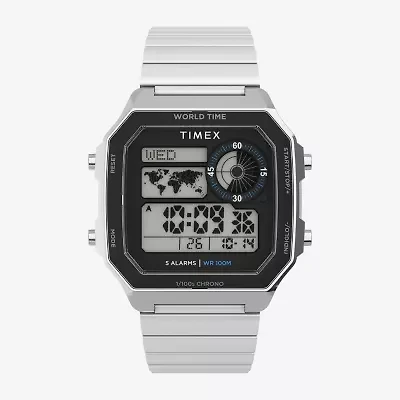 Timex Mens Digital Silver Tone Stainless Steel Bracelet Watch Tw5m68900jt