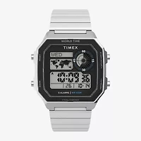 Timex Mens Digital Silver Tone Stainless Steel Bracelet Watch Tw5m68900jt