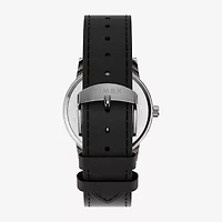 Timex Mens Black Leather Strap Watch Tw2y67300jt