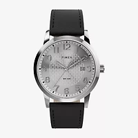 Timex Mens Black Leather Strap Watch Tw2y67300jt