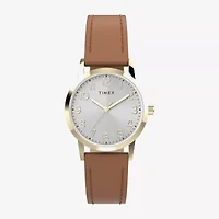 Timex Womens Brown Leather Strap Watch Tw2y72700jt
