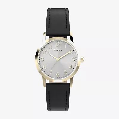 Timex Womens Black Leather Strap Watch Tw2y67200jt