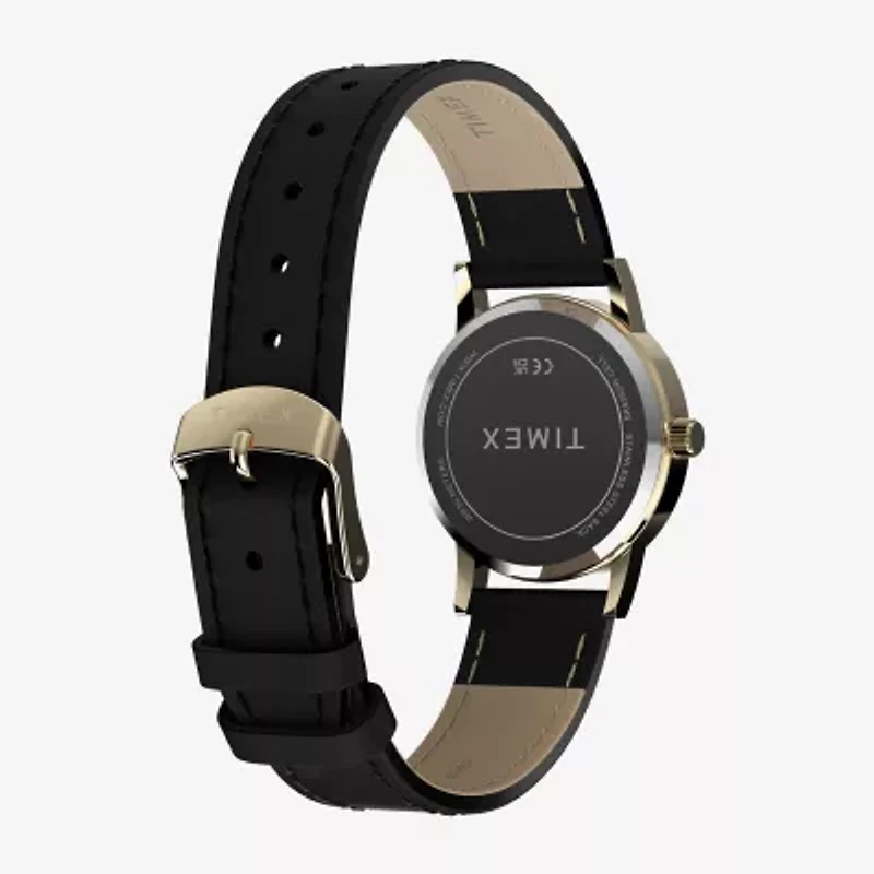Timex Womens Black Leather Strap Watch Tw2y67200jt