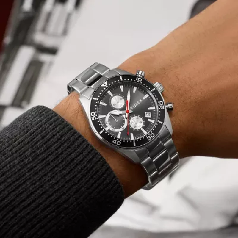 Timex Mens Silver Tone Stainless Steel Bracelet Watch Tw2y56900vq