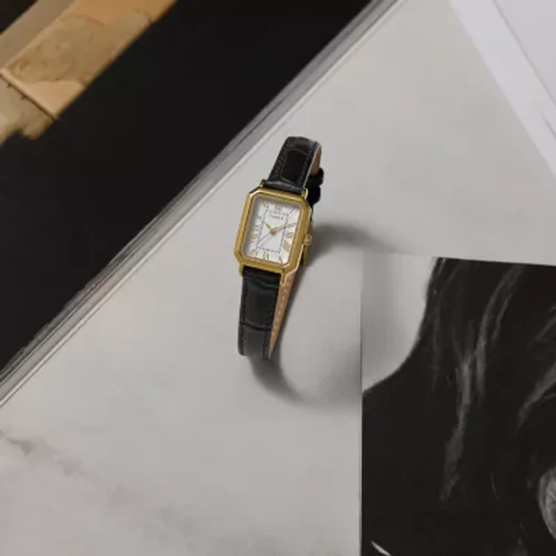 Timex Womens Black Leather Strap Watch Tw2y71900vq
