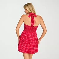 Trixxi Womens Juniors Halter Neck Sleeveless Fit + Flare Dress