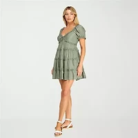 Trixxi Womens Juniors V Neck Sleeveless Babydoll Dress