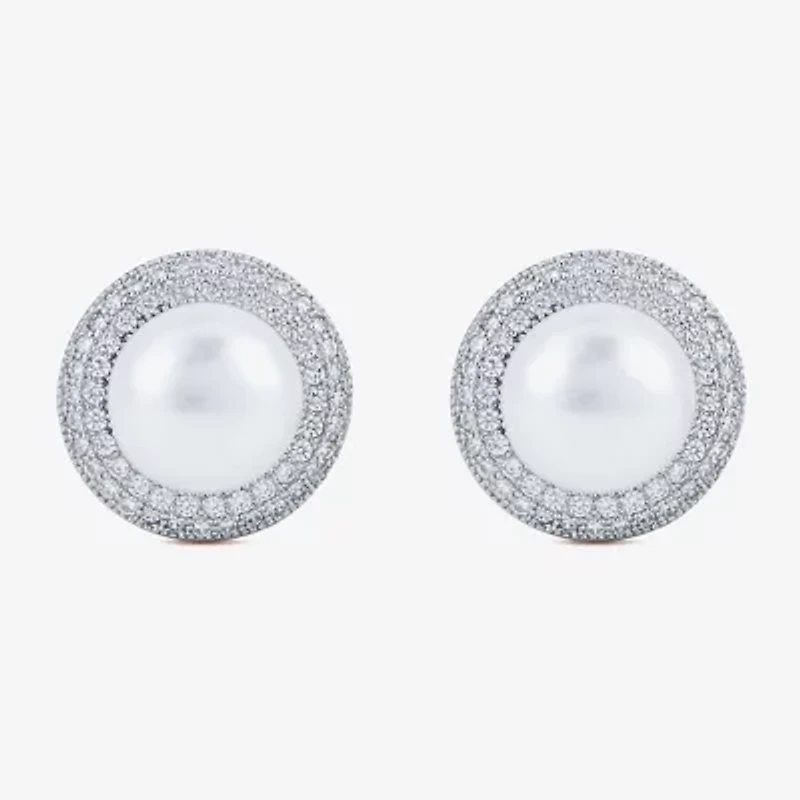 Limited Quantities! White Cultured Freshwater Pearl Sterling Silver 13mm Stud Earrings