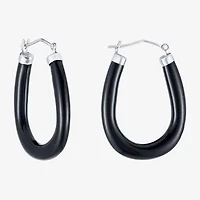 Limited Quantities! Womens Black Onyx Sterling Silver 35mm Hoop Earrings