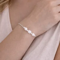 Limited Quantities! Womens White Cultured Freshwater Pearl Sterling Silver Bolo Bracelet