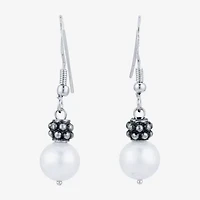 Limited Quantities! Womens White Cultured Freshwater Pearl Sterling Silver Drop Earrings