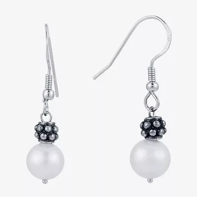 Limited Quantities! Womens White Cultured Freshwater Pearl Sterling Silver Drop Earrings