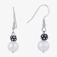 Limited Quantities! Womens White Cultured Freshwater Pearl Sterling Silver Drop Earrings