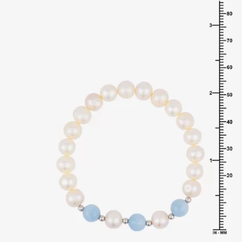 Limited Quantities! Womens White Cultured Freshwater Pearl Sterling Silver Strand Bracelet