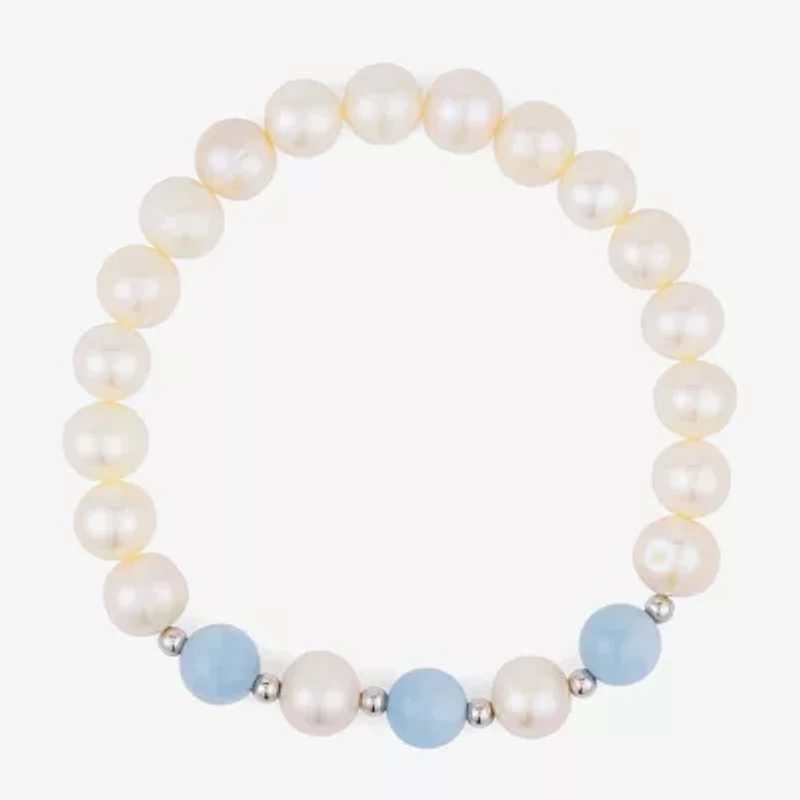Limited Quantities! Womens White Cultured Freshwater Pearl Sterling Silver Strand Bracelet