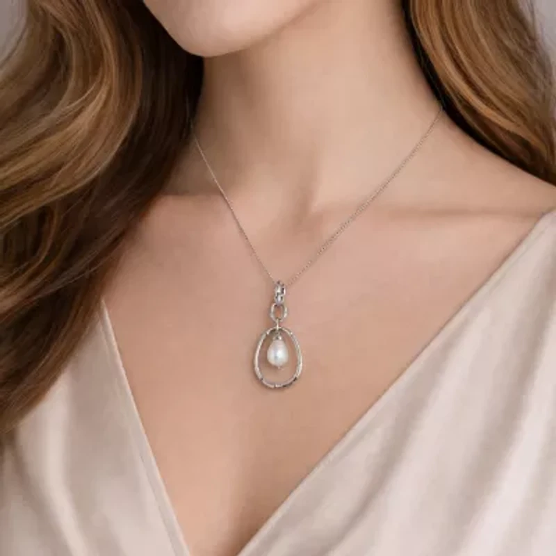 Limited Quantities! Womens White Cultured South Sea Pearl Sterling Silver 18 Inch Pendant Necklace