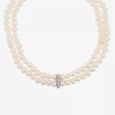 Limited Quantities! Womens White Sterling Silver Strand Necklace