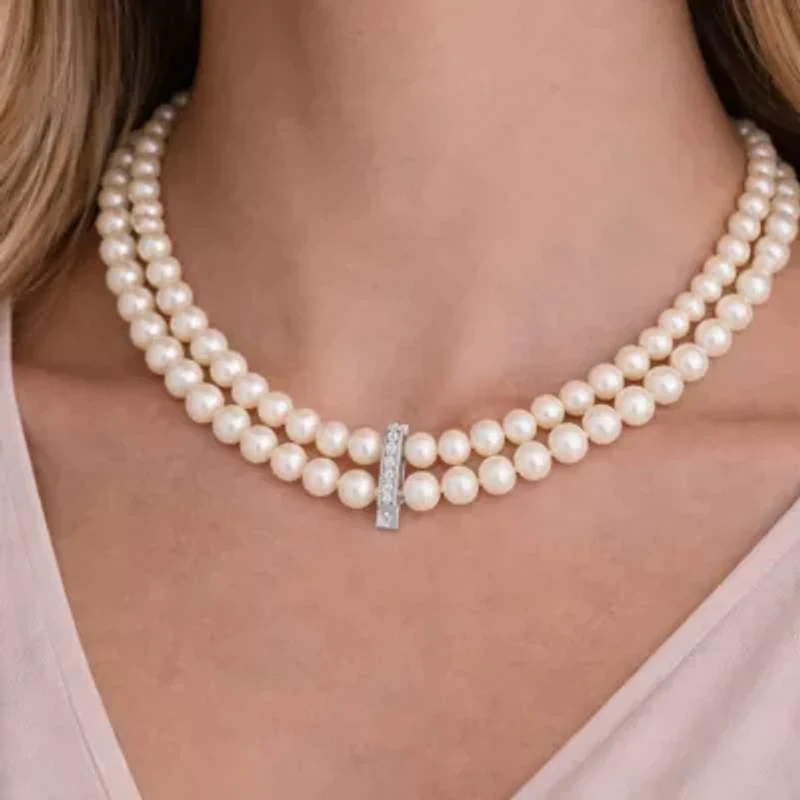 Limited Quantities! Womens White Sterling Silver Strand Necklace