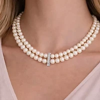 Limited Quantities! Womens White Sterling Silver Strand Necklace