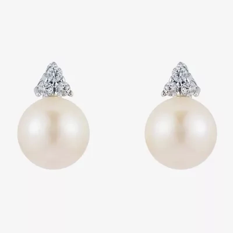 Limited Quantities! Champagne Cultured Freshwater Pearl Sterling Silver 12mm Stud Earrings