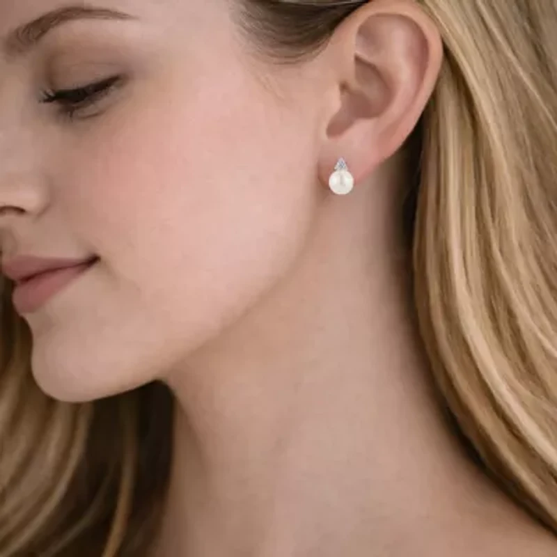Limited Quantities! Champagne Cultured Freshwater Pearl Sterling Silver 12mm Stud Earrings