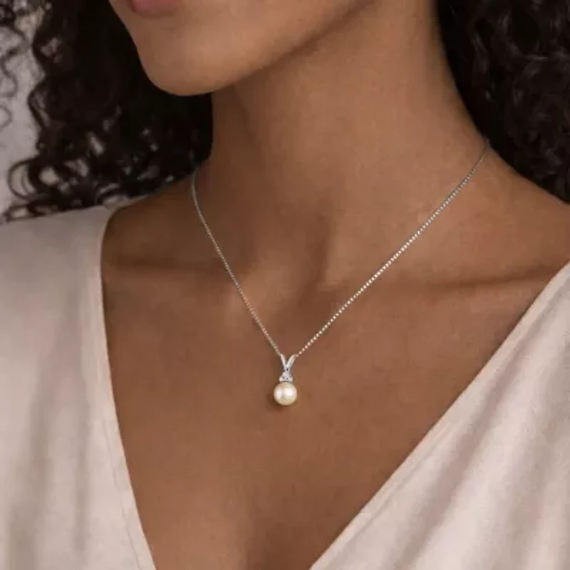 Limited Quantities! Womens Champagne Cultured Freshwater Pearl Sterling Silver 18 Inch Pendant Necklace