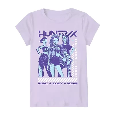 Little & Big Kid Girls Round Neck Short Sleeve Regular Fit KPop Demon Hunters Graphic T-Shirt