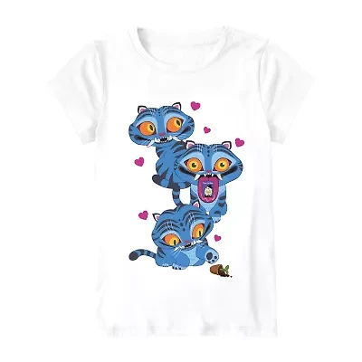 Little & Big Kid Girls Round Neck Short Sleeve Regular Fit KPop Demon Hunters Graphic T-Shirt