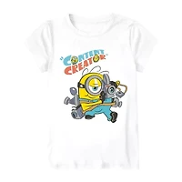 Little & Big Kid Girls Round Neck Short Sleeve Regular Fit Minions Graphic T-Shirt