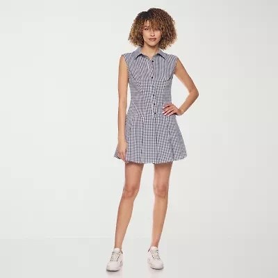 belle vie Womens Sleeveless Shirt Dress