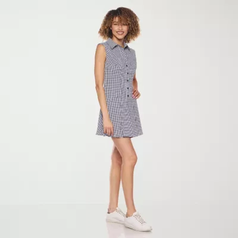 belle vie Womens Sleeveless Shirt Dress