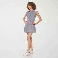 belle vie Womens Sleeveless Shirt Dress