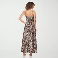 belle vie Womens Midi V Neck Sleeveless Fit + Flare Dress