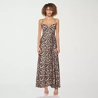 belle vie Womens Midi V Neck Sleeveless Fit + Flare Dress