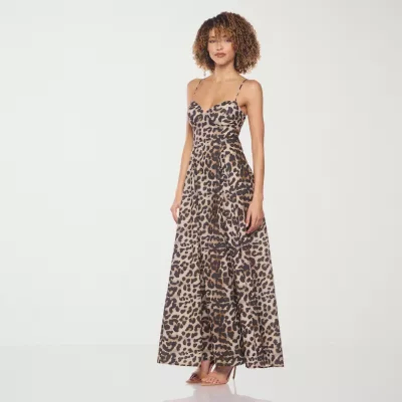 belle vie Womens Midi V Neck Sleeveless Fit + Flare Dress