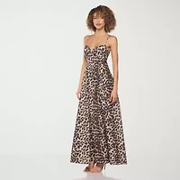 belle vie Womens Midi V Neck Sleeveless Fit + Flare Dress