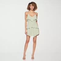 belle vie Womens V Neck Sleeveless A-Line Dress