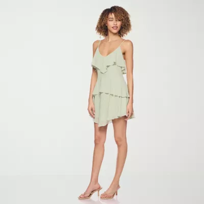 belle vie Womens V Neck Sleeveless A-Line Dress
