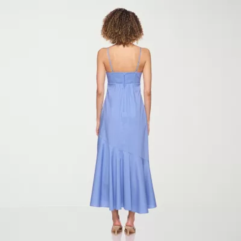 belle vie Womens Sleeveless Midi Wrap Dress