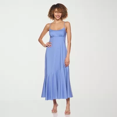 belle vie Womens Sleeveless Midi Wrap Dress