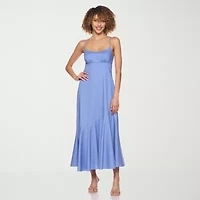belle vie Womens Sleeveless Midi Wrap Dress