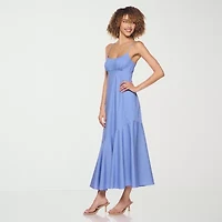 belle vie Womens Sleeveless Midi Wrap Dress