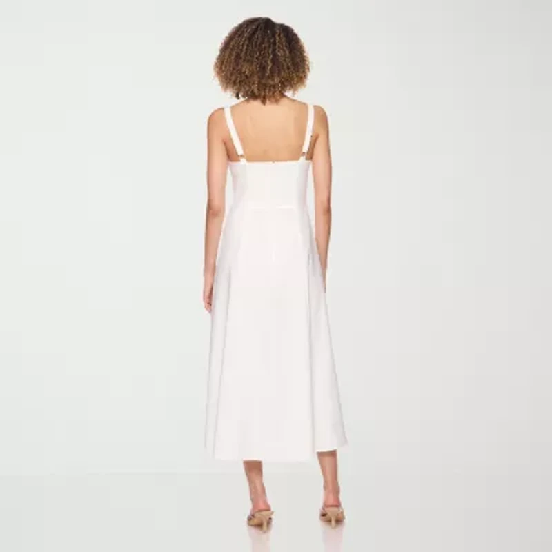 belle vie Womens Midi Sweetheart Neck Sleeveless Fit + Flare Dress