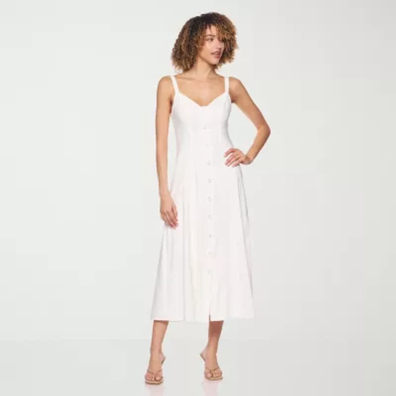 belle vie Womens Midi Sweetheart Neck Sleeveless Fit + Flare Dress