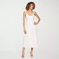 belle vie Womens Midi Sweetheart Neck Sleeveless Fit + Flare Dress