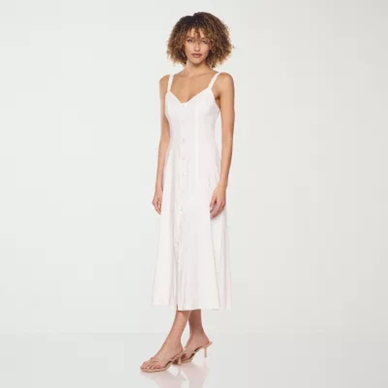 belle vie Womens Midi Sweetheart Neck Sleeveless Fit + Flare Dress